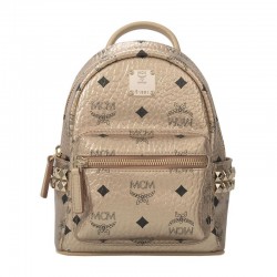 MCM Fashion Gold Super Mini Stark Visetos Bebe Boo Backpack