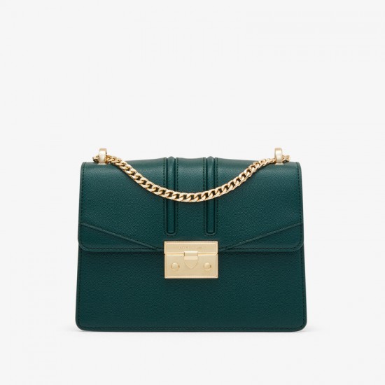 Charles Keith Chain Flap Shoulder Bag Dark Green Charles Keith Chain Flap Shoulder Bag Dark Green