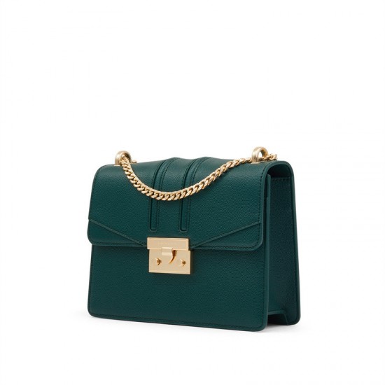 Charles Keith Chain Flap Shoulder Bag Dark Green Charles Keith Chain Flap Shoulder Bag Dark Green