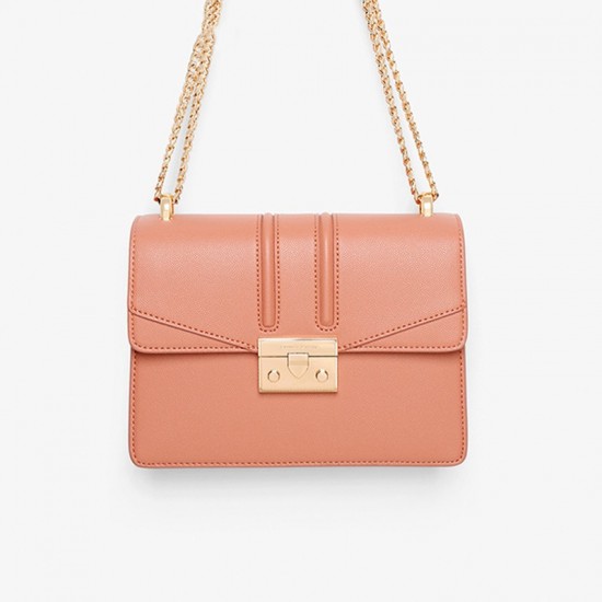 Charles Keith Chain Flap Shoulder Bag Grapefruit Charles Keith Chain Flap Shoulder Bag Grapefruit