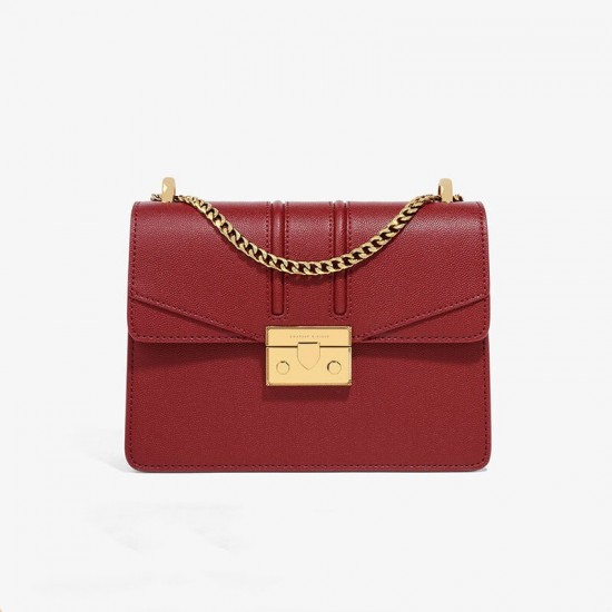 Charles Keith Chain Flap Shoulder Bag Red Charles Keith Chain Flap Shoulder Bag Red