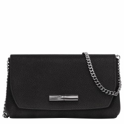Women Longchamp Roseau Clutch Black Leather