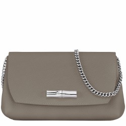 Women Longchamp Roseau Clutch Turtledove Leather