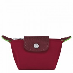 Women Longchamp Le Pliage Original Coin Purse Red Recycled Canvas