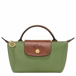 Women Longchamp Le Pliage Original Canvas Pouch with Handle Green
