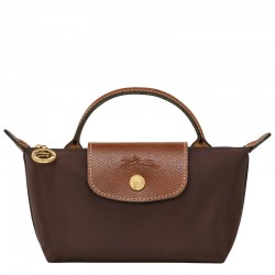 Women Longchamp Le Pliage Original Canvas Pouch with Handle Ebony