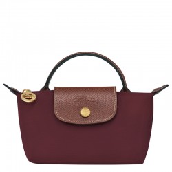 Women Longchamp Le Pliage Original Canvas Pouch with Handle Burgundy