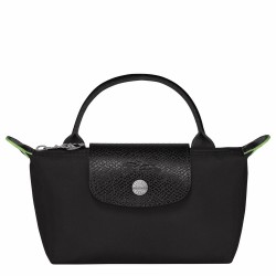 Women Longchamp Le Pliage Green Pouch with Handle Black