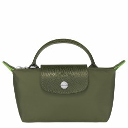 Women Longchamp Le Pliage Green Pouch with Handle Green