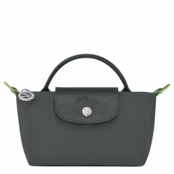 Women Longchamp Le Pliage Green Pouch with Handle Grey