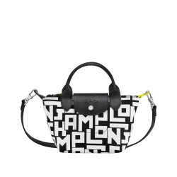 Women Longchamp Le Pliage Lgp Bag with Handle Xs Black White