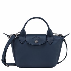 Women Longchamp Le Pliage Xtra Leather Handbag Xs Navy