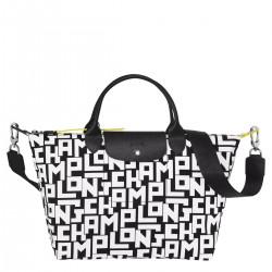 Women Longchamp Le Pliage Lgp L Handbag Black White