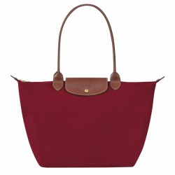 Women Longchamp Le Pliage Original L Tote Bag Recycled Canvas Red