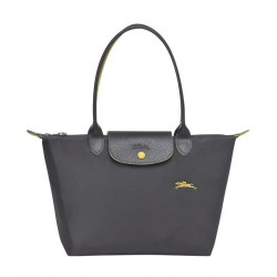 Women Longchamp Le Pliage Club Shoulder L Bag Gun Metal 70th Anniversary Edition