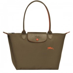 Women Longchamp Le Pliage Club Shoulder L Bag Khaki 70th Anniversary Edition