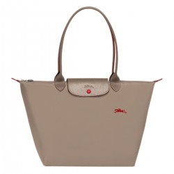 Women Longchamp Le Pliage Club Shoulder L Bag Brown 70th Anniversary Edition