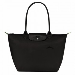 Women Longchamp Le Pliage Green L Tote Bag Recycled Canvas Black