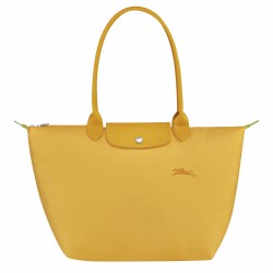 Women Longchamp Le Pliage Green L Tote Bag Recycled Canvas Corn