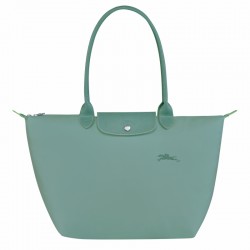 Women Longchamp Le Pliage Green L Tote Bag Recycled Canvas Lagoon