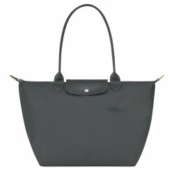 Women Longchamp Le Pliage Green L Tote Bag Recycled Canvas Graphite