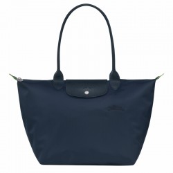 Women Longchamp Le Pliage Green L Tote Bag Recycled Canvas Navy