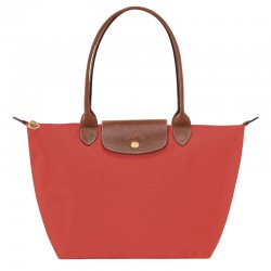 Women Longchamp Le Pliage Original M Tote Bag Recycled Canvas Tomato