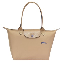 Women Longchamp Le Pliage Club Shoulder Bag Beige 70th Anniversary Edition