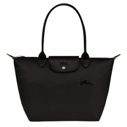 Women Longchamp Le Pliage Green M Tote Bag Recycled Canvas Black