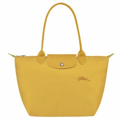 Women Longchamp Le Pliage Green M Tote Bag Recycled Canvas Corn