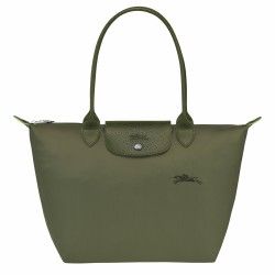 Women Longchamp Le Pliage Green M Tote Bag Recycled Canvas Forest