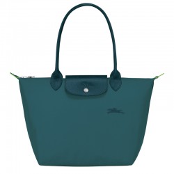 Women Longchamp Le Pliage Green M Tote Bag Recycled Canvas Peacock