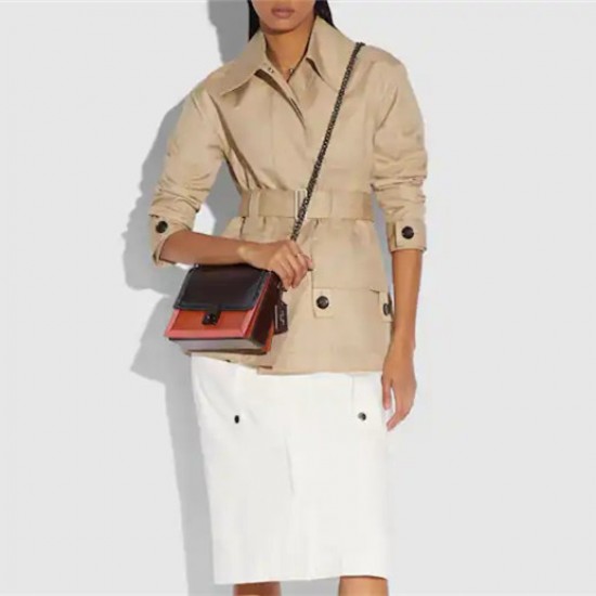 Hutton shoulder bag in colorblock with top snakeskin detail
