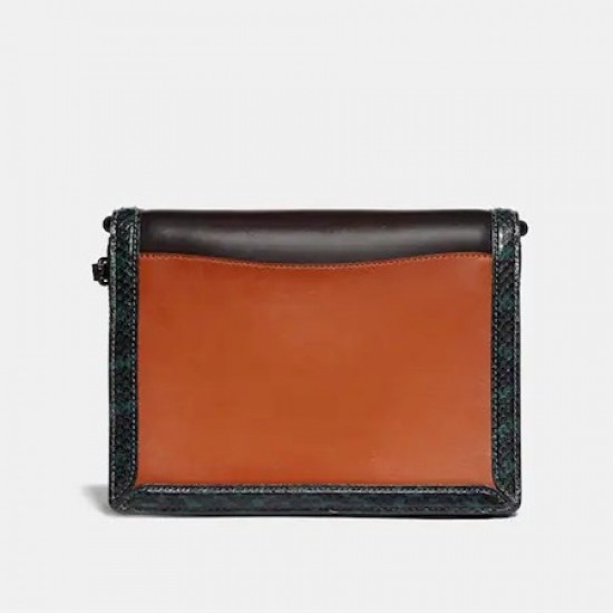 Women Coach Hutton Shoulder Bag In Colorblock With Snakeskin Detail
