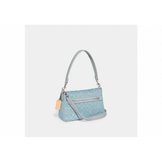 Women Coach Soft Tabby Shoulder Bag in Signature Denim Pale Blue