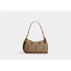 Women Coach Disney X Coach Teri Shoulder Bag in Signature Jacquard with Mickey Mouse Print