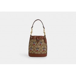 Women Coach Disney X Coach Mini Dempsey Bucket Bag in Signature Jacquard with Mickey Mouse Print