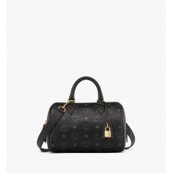 MCM Women Ella Boston Small Bag in Visetos Black