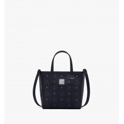 MCM Women Aren Top Zip Shopper Mini in Visetos Black