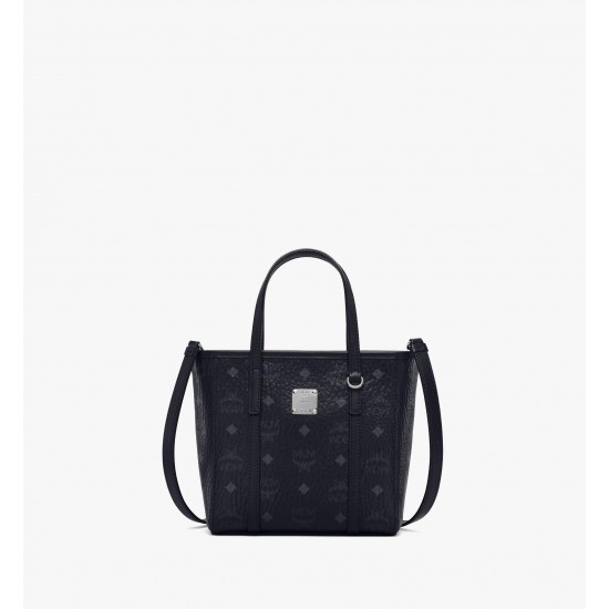 MCM Women Aren Top Zip Shopper Mini in Visetos Black