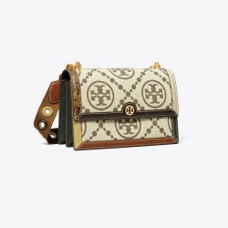 Women Tory Burch T Monogram Grommet Small Shoulder Bag Ivory