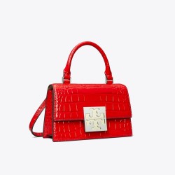 Women Tory Burch Bon Bon Croc Embossed Mini Top Handle Bag