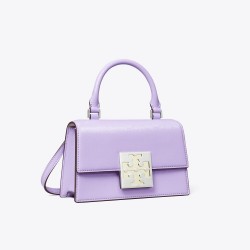 Women Tory Burch Bon Bon Textured Patent Mini Top Handle Bag Mirage