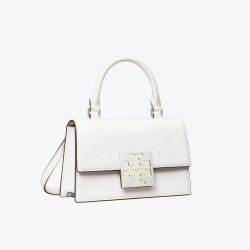 Women Tory Burch Bon Bon Spazzolato Mini Top Handle Bag White