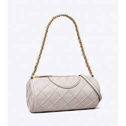 Women Tory Burch Sac Barrel Fleming and Leather Souple Bay Gray