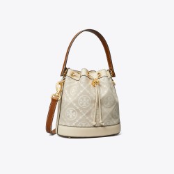 Women Tory Burch T Monogram Bucket Bag Ivory