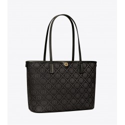 Women Tory Burch Small T Monogram Zip Tote Black