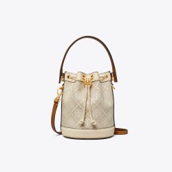 Women Tory Burch Mini T Monogram Bucket Bag Natural