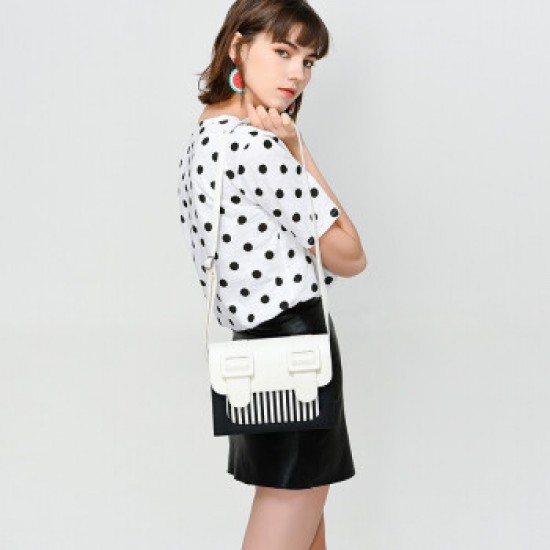 Merimies Mix Passion Stripe Cute White Black Bag